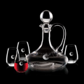 32 Oz. Horsham Crystalline Decanter w/ 4 Stemless Wine Glasses